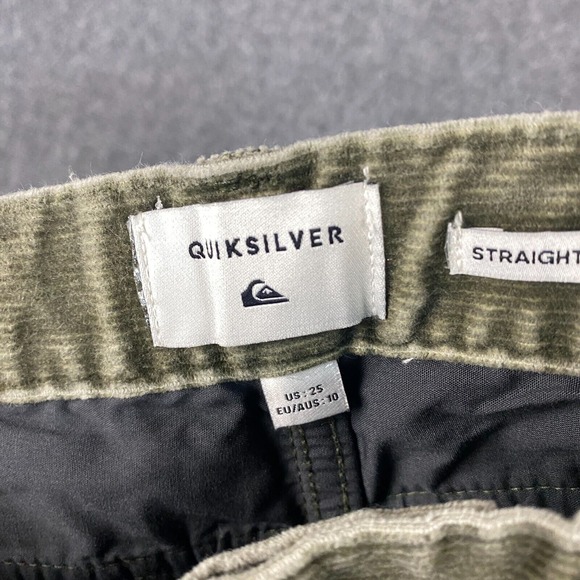 Quicksilver Corduroy Pants Men's 25x25 Straight Tapered Fit Youth Green Cotton‎ - Picture 9 of 10